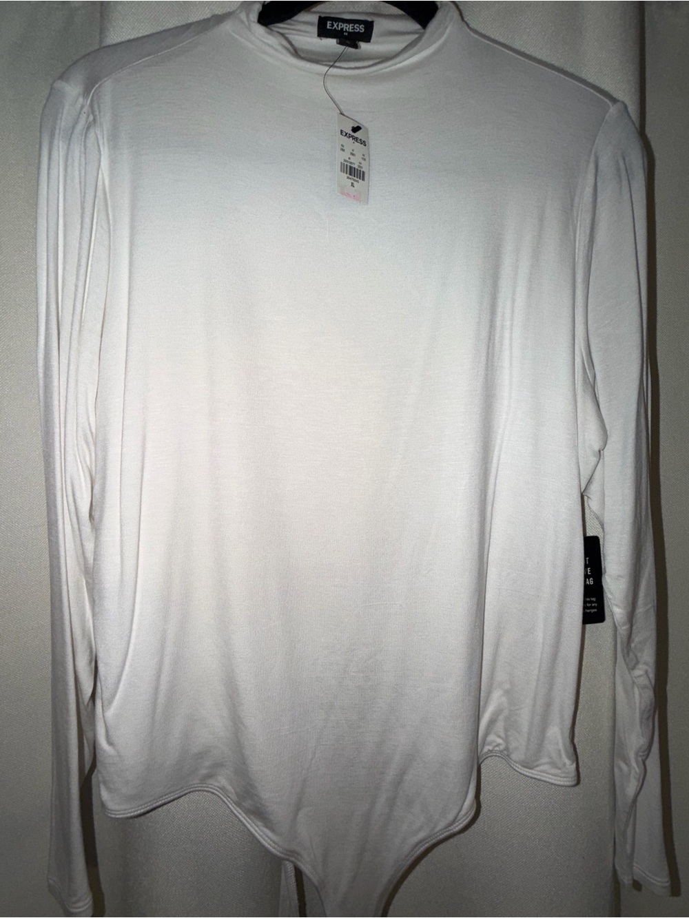 Express White Long-Sleeve Mock Neck Bodysuit NWT